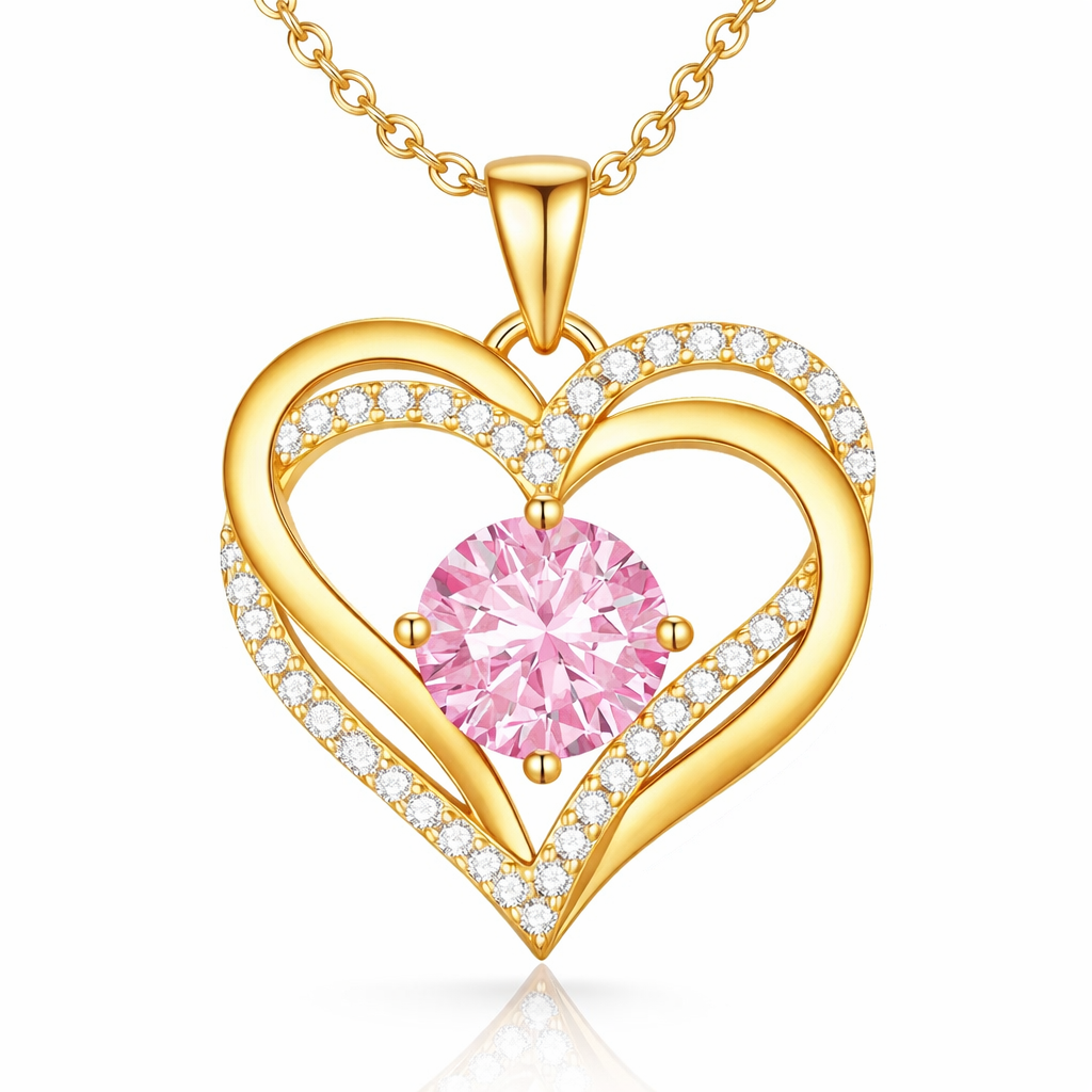 Double Heart Necklace - Gold