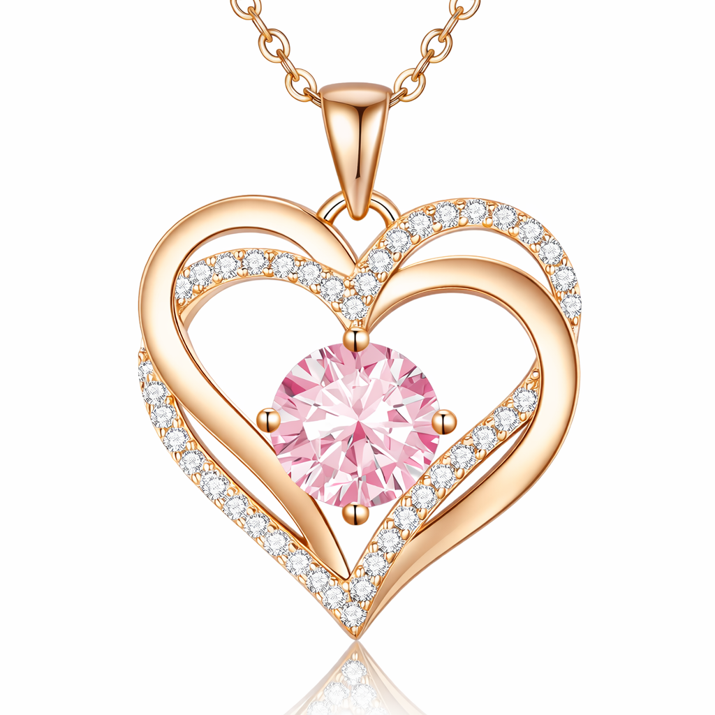 Double Heart Necklace - Gold