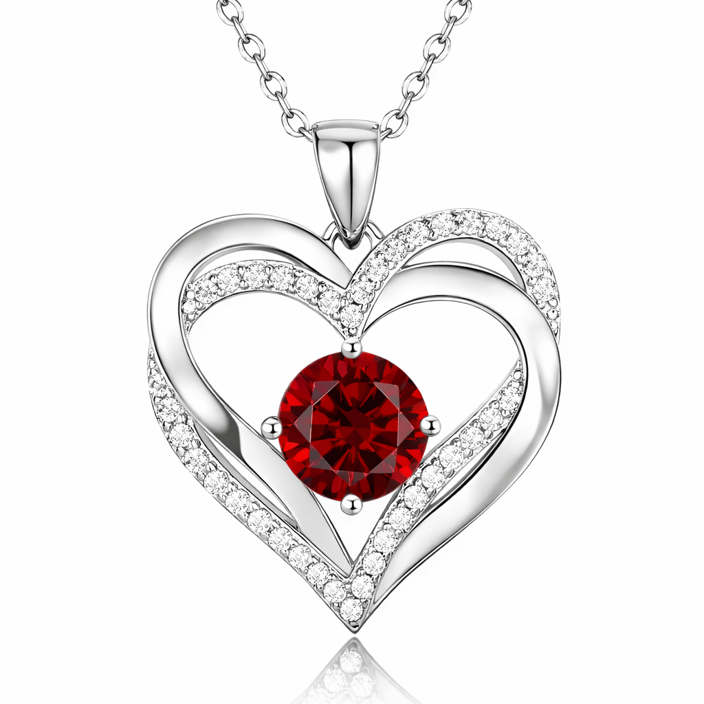 Double Heart Necklace - Silver