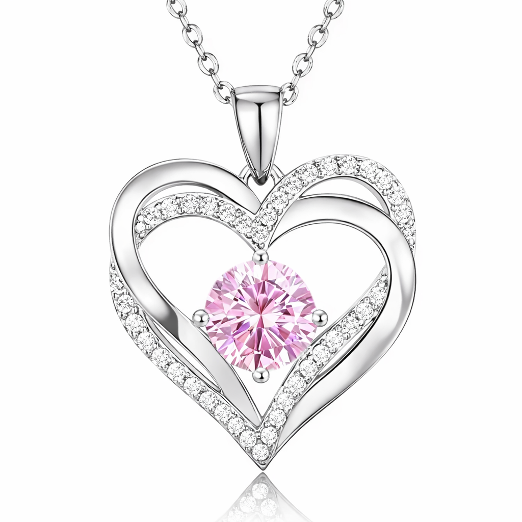 Double Heart Necklace - Silver