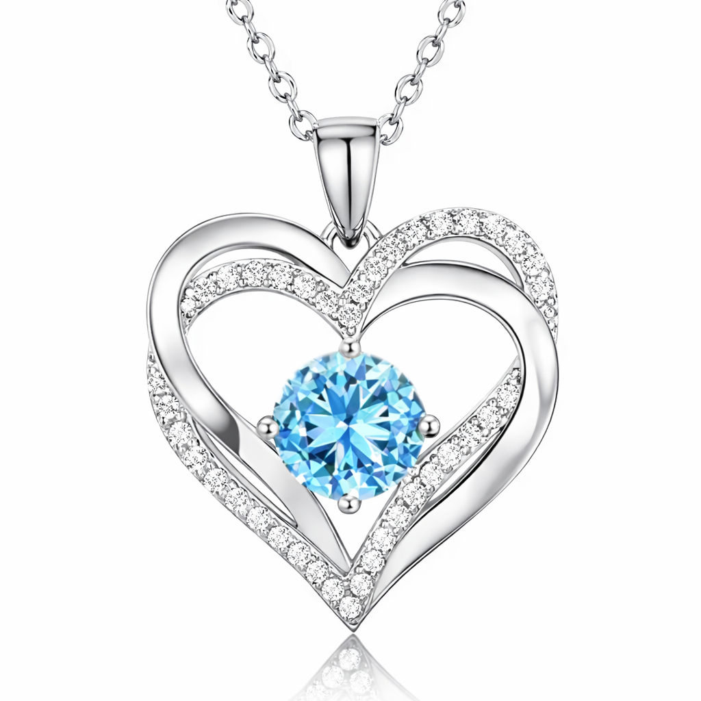 Double Heart Necklace - Silver