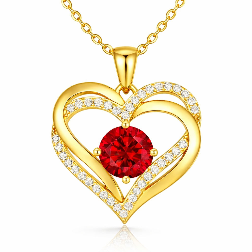 Double Heart Necklace - Gold